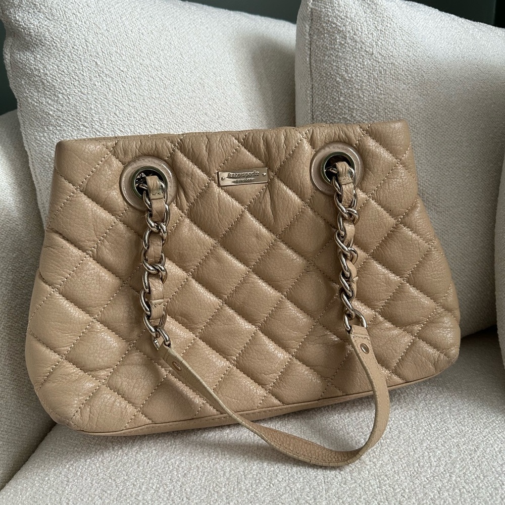 Kate Spade Quilted Beige Shoulder Bag